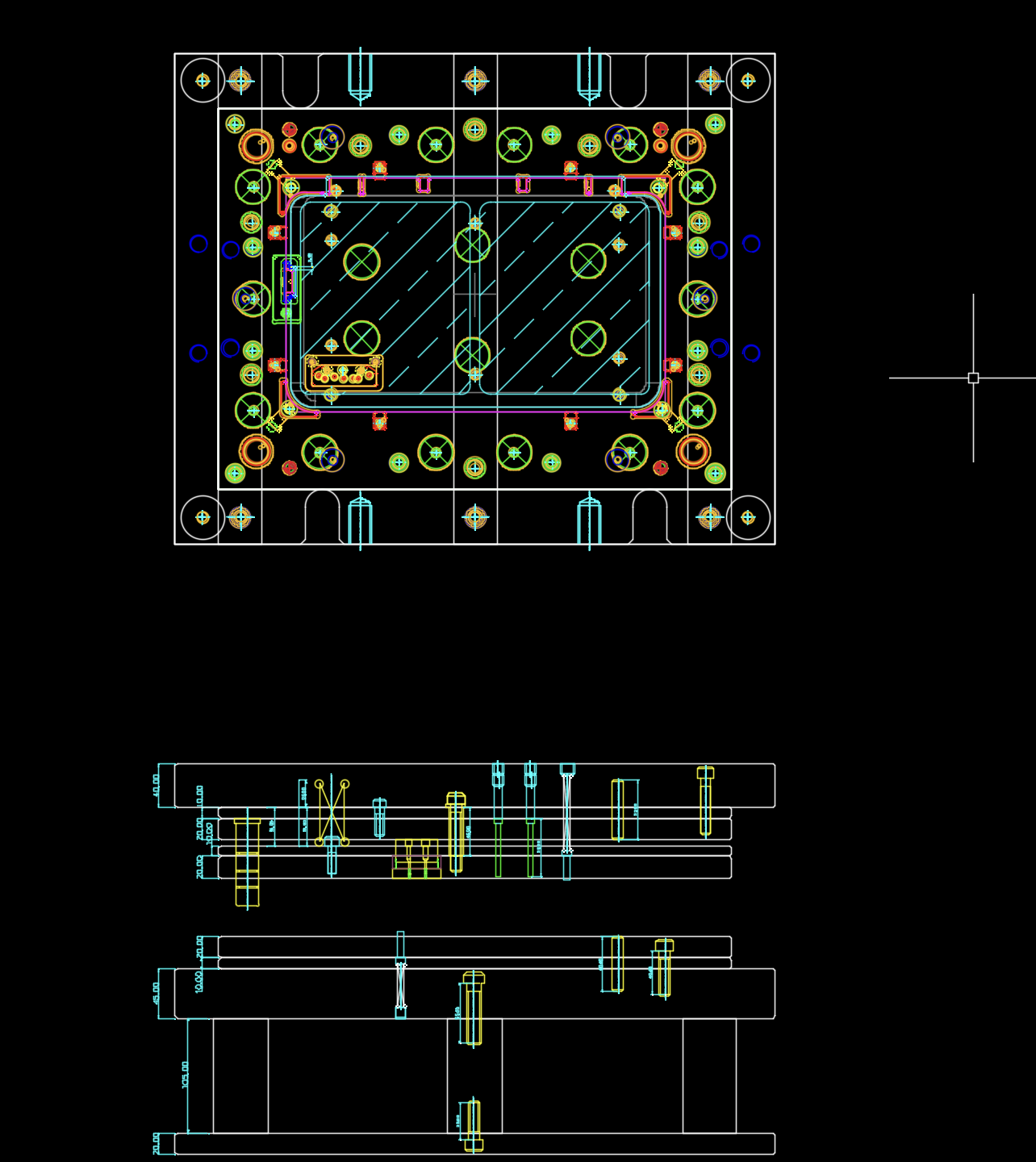 车机电脑外壳冲压切角模具设计图